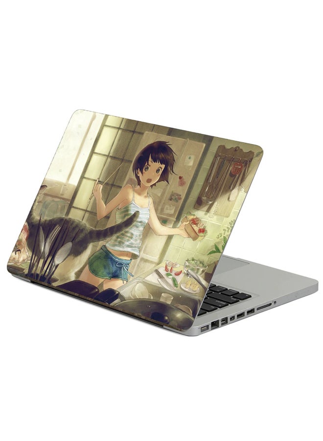 Fast Print Anime Girl Printed Laptop Sticker Multicolor 