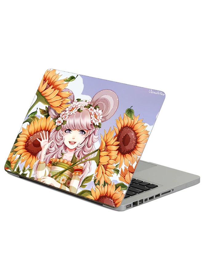 Fast Print Girl Anime Printed Laptop Sticker Multicolor