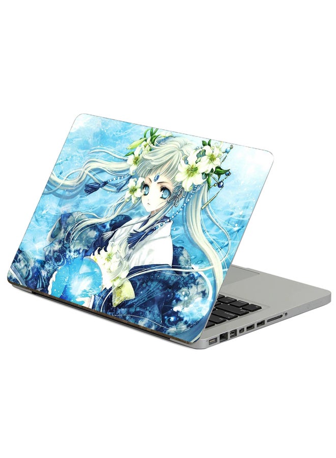 Fast Print Anime Girl Printed Laptop Sticker Multicolor