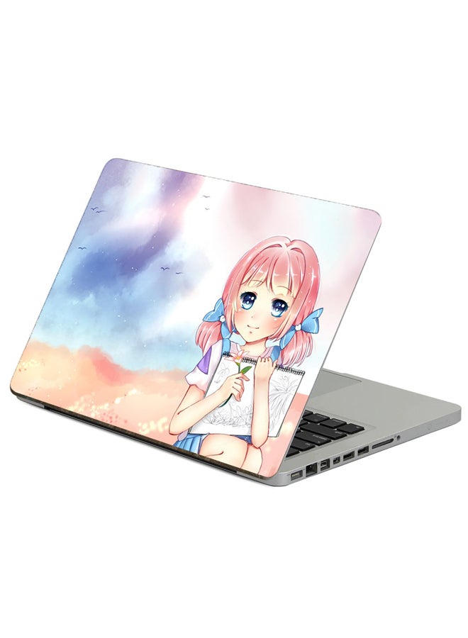 Fast Print Girl Anime Printed Laptop Sticker Multicolor