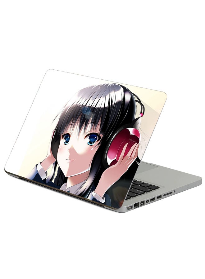 Fast Print Anime Girl Printed Laptop Sticker Multicolor