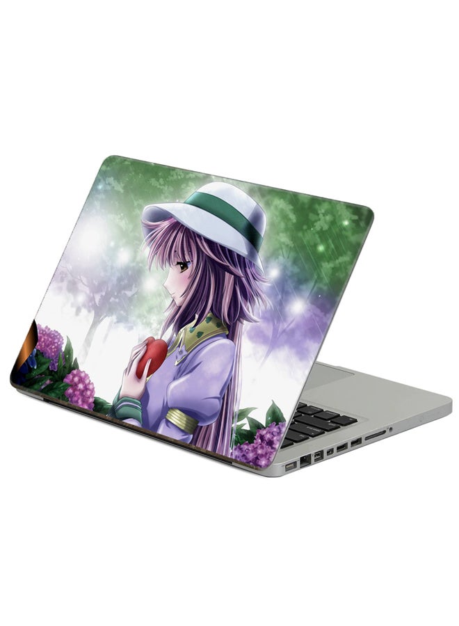 Fast Print Girl Heart Printed Laptop Sticker Multicolor