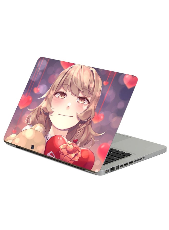 Fast Print Anime Girl Printed Laptop Sticker Multicolor