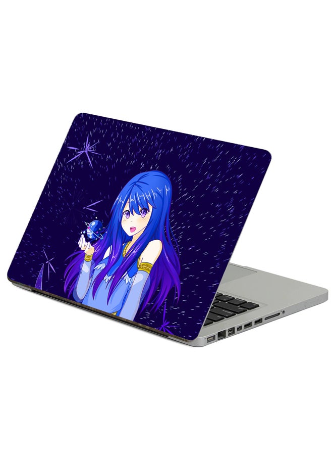 Fast Print Girl Space Printed Laptop Sticker Multicolor