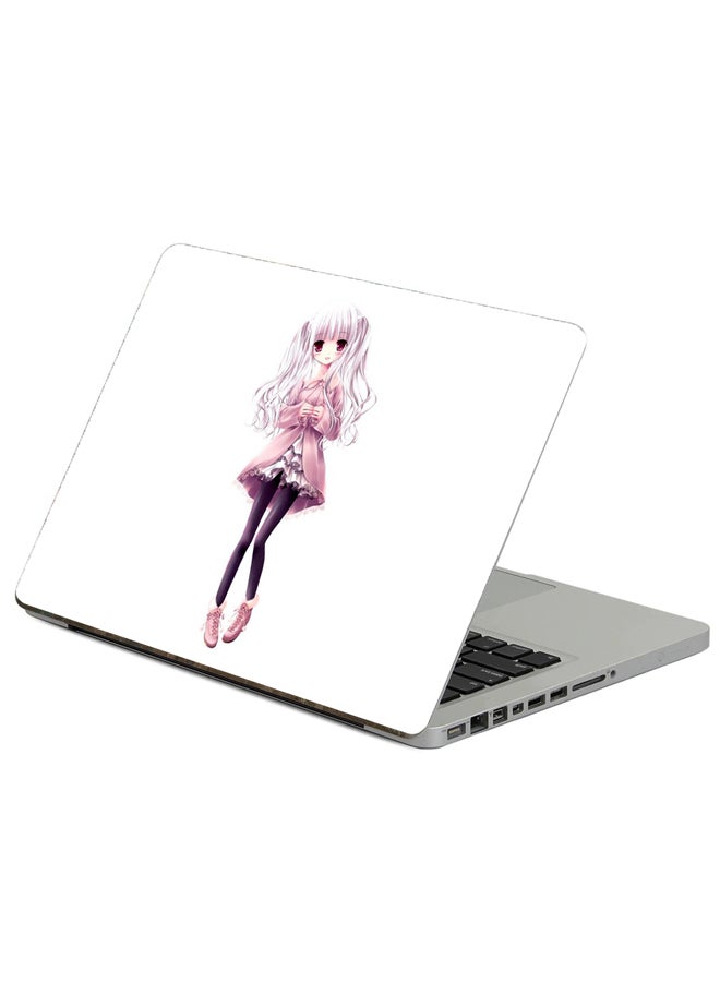 Fast Print Girl Anime Printed Laptop Sticker Multicolor