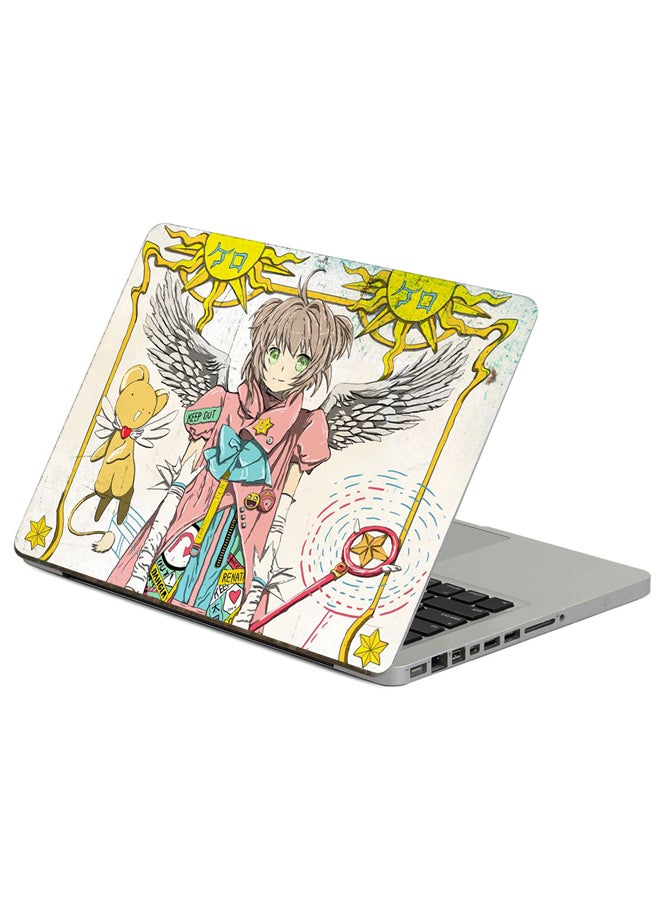 Fast Print Girl Anime Printed Laptop Sticker Multicolor