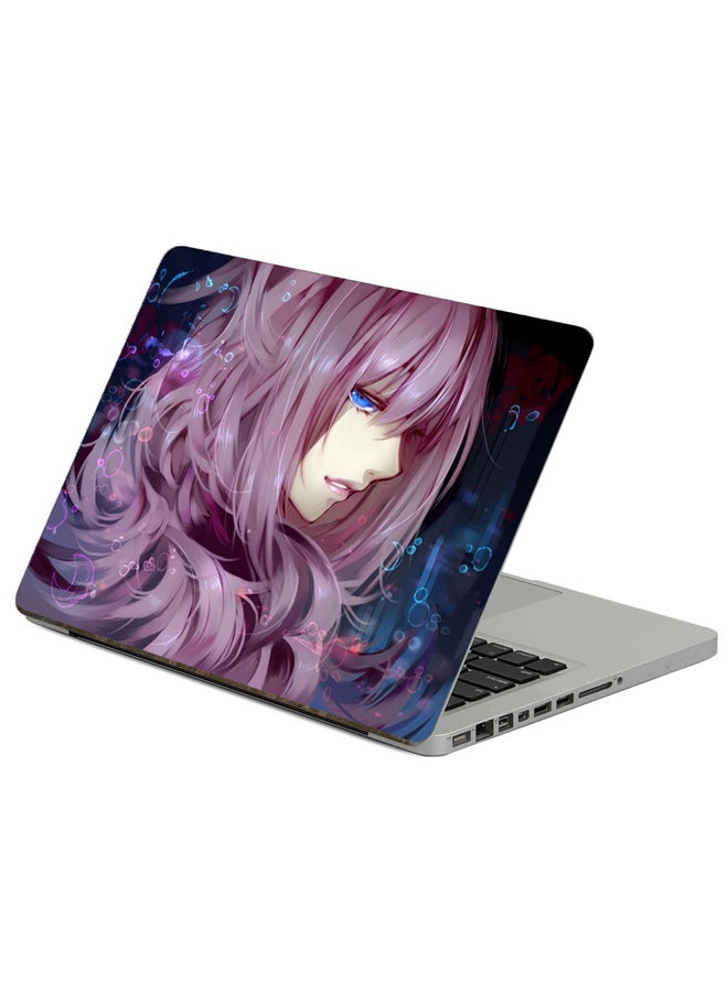 Fast Print Anime Girl Printed Laptop Sticker Multicolor