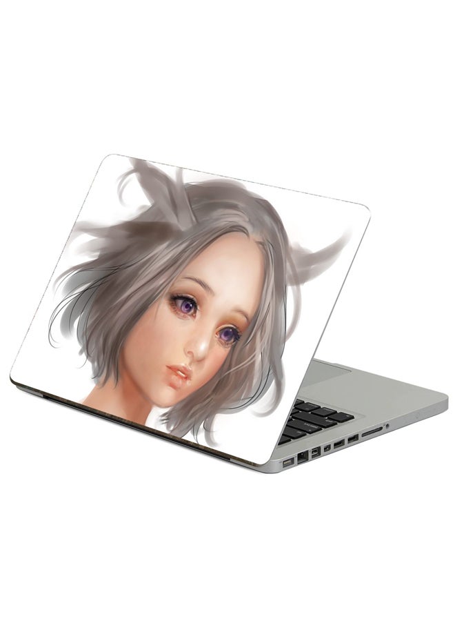 Fast Print Girl Anime Printed Laptop Sticker Multicolor