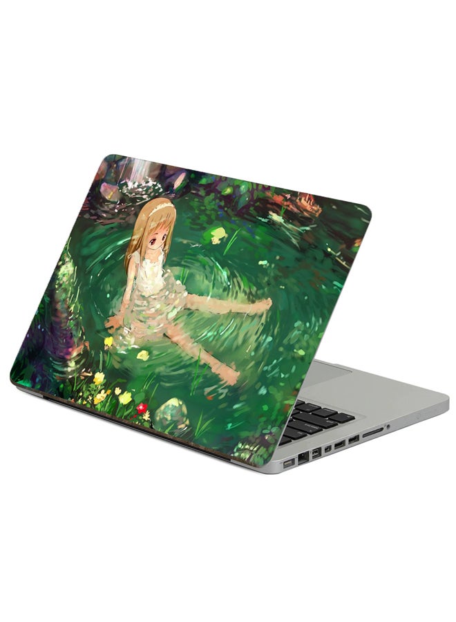 Fast Print Anime Girl Printed Laptop Sticker Multicolor