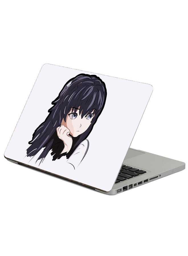 Fast Print Anime Girl Printed Laptop Sticker Multicolor