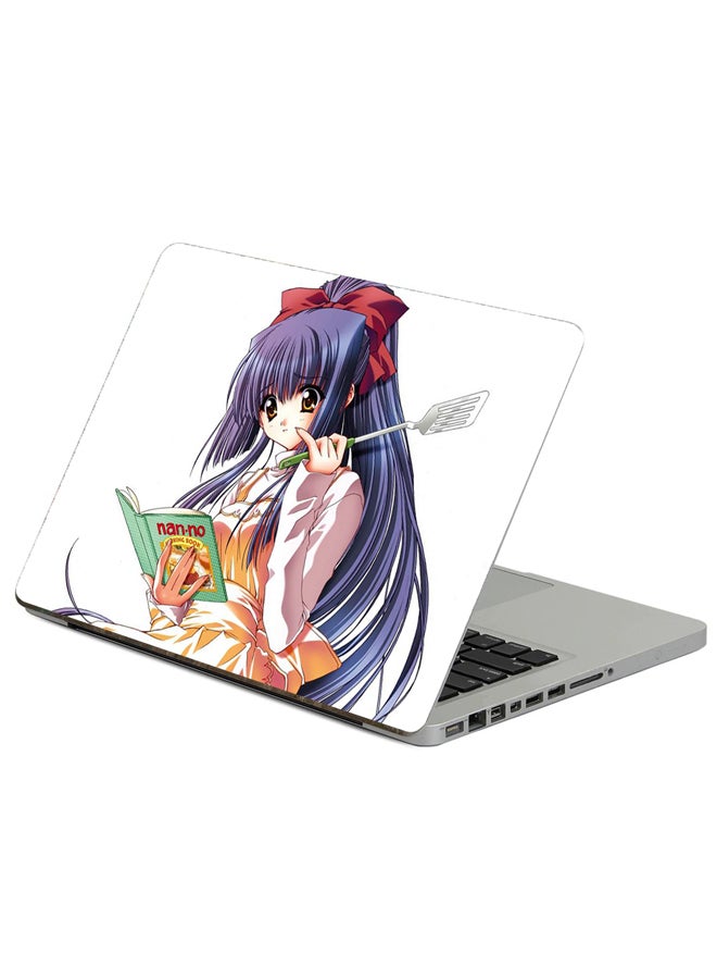 Fast Print Girl Reading Printed Laptop Sticker Multicolor
