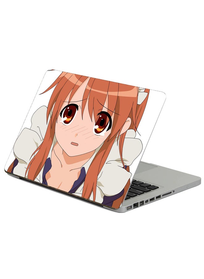 Fast Print Anime Girl Printed Laptop Sticker Multicolor
