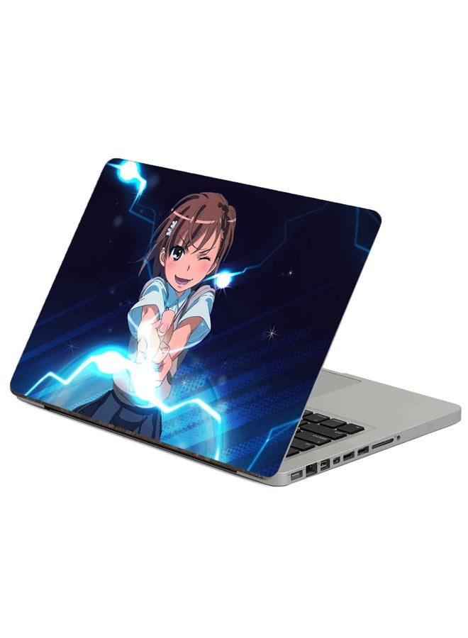 Fast Print Girl Brunette Printed Laptop Sticker Multicolor