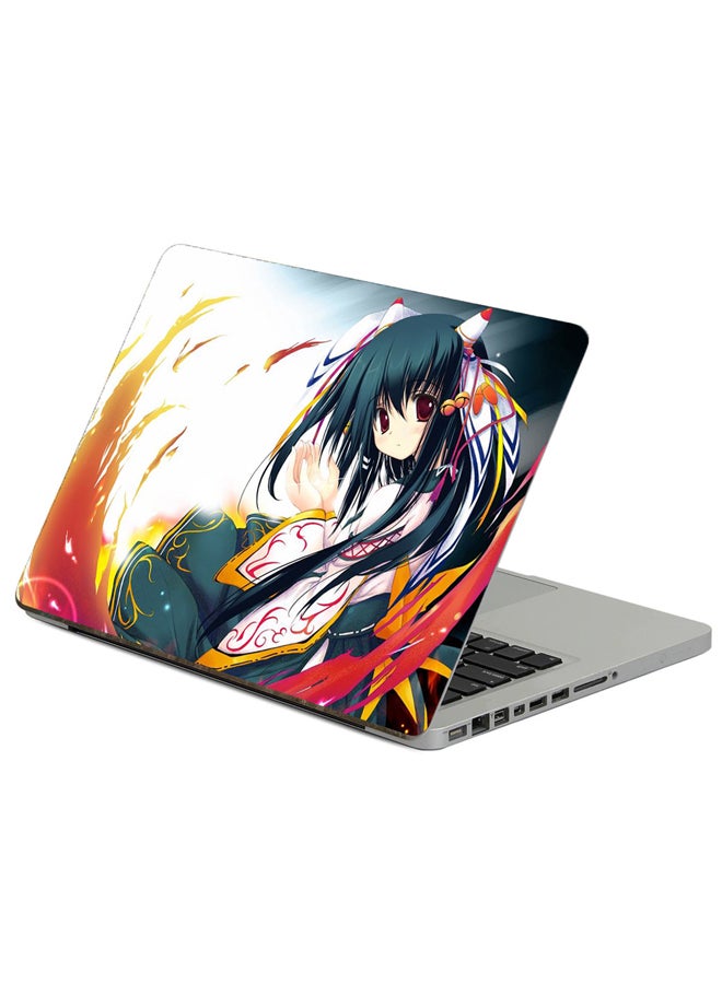 Fast Print Anime Brunette Printed Laptop Sticker Multicolor