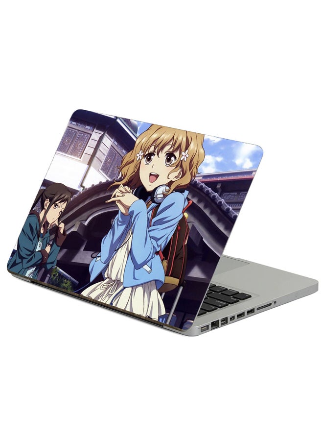 Fast Print Anime Girls Printed Laptop Sticker Multicolor