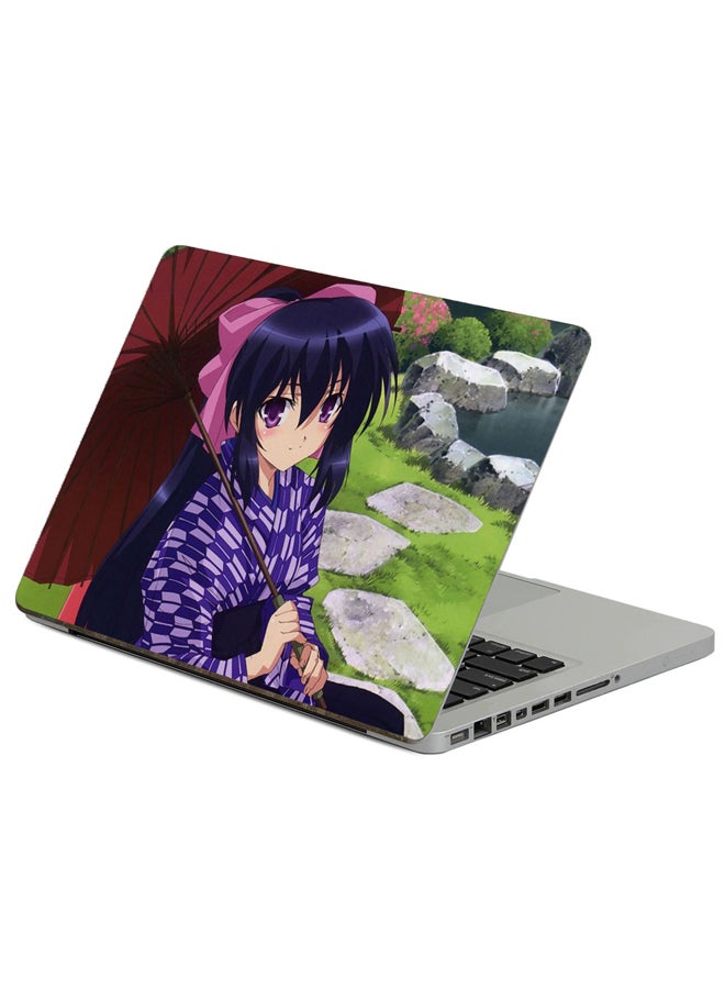 Fast Print Anime Girl Printed Laptop Sticker Multicolor