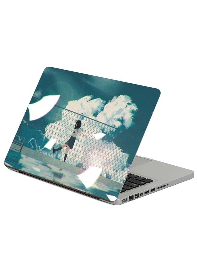 Fast Print Girl Walk Printed Laptop Sticker Multicolor