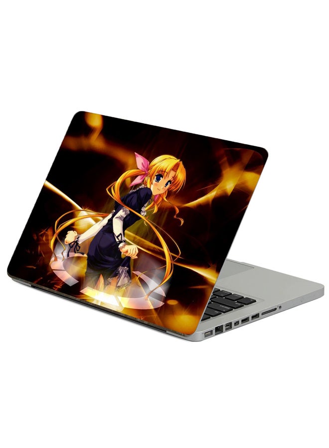 Fast Print Girl Blonde Printed Laptop Sticker Multicolor