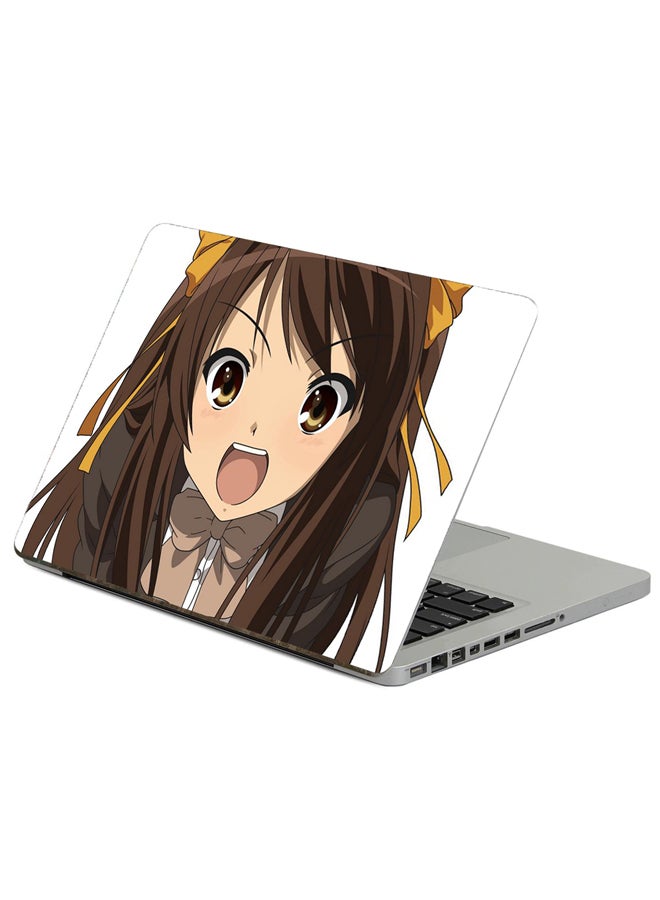 Fast Print Anime Girl Printed Laptop Sticker Multicolor