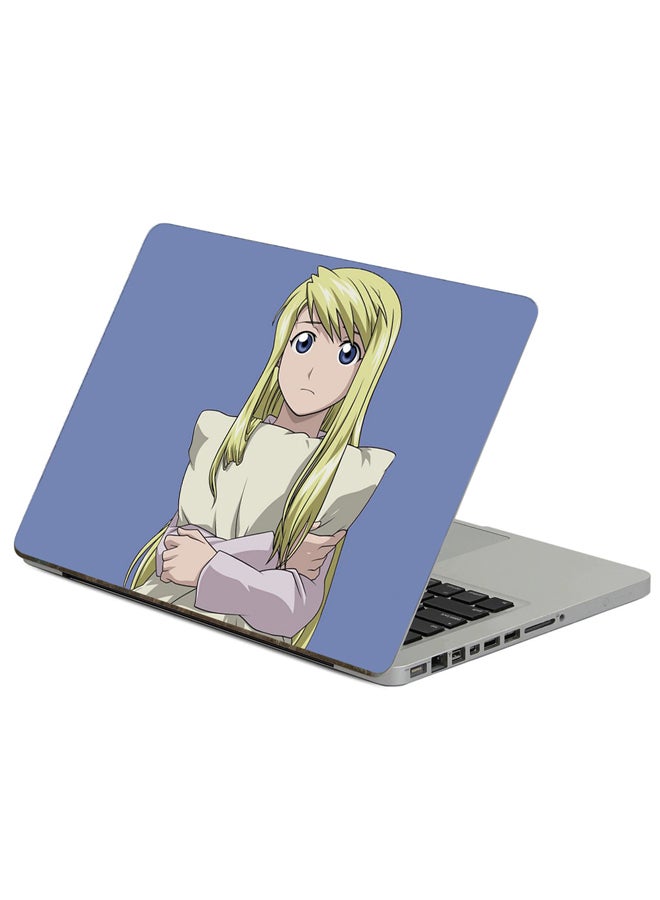 Fast Print Anime Girl Printed Laptop Sticker Multicolor