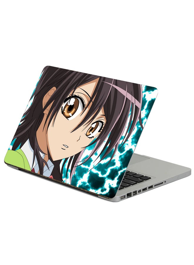 Fast Print Girl Brunette Printed Laptop Sticker Multicolor