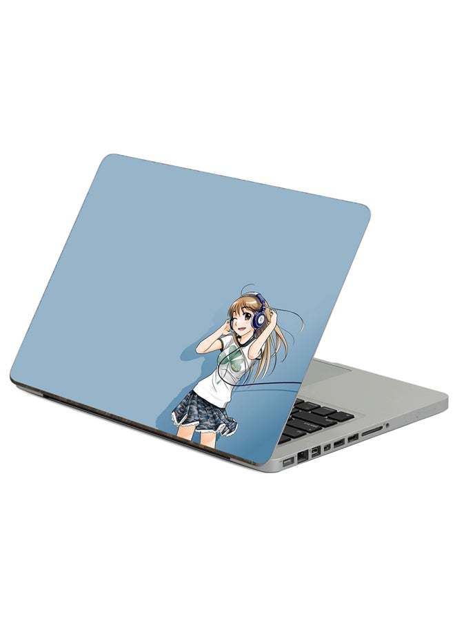 Fast Print Anime Girl Printed Laptop Sticker Multicolor