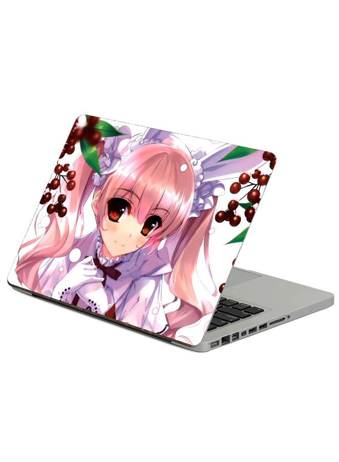 Fast Print Anime Girl Printed Laptop Sticker Multicolor