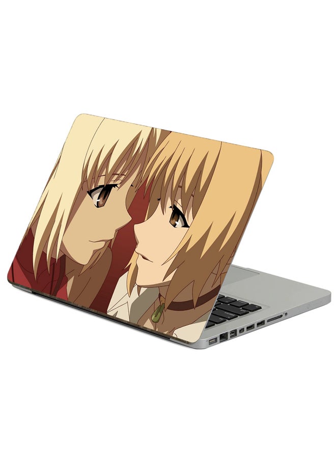 Fast Print Anime Girls Printed Laptop Sticker Multicolor