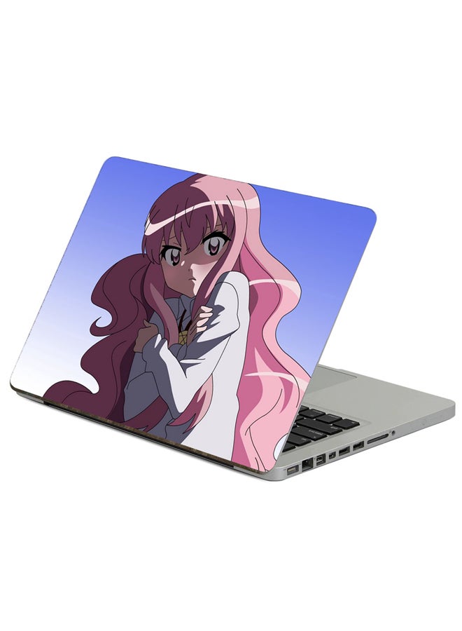Fast Print Anime Girl Printed Laptop Sticker Multicolor
