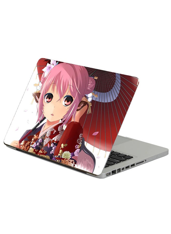 Fast Print Anime Girl Printed Laptop Sticker Multicolor