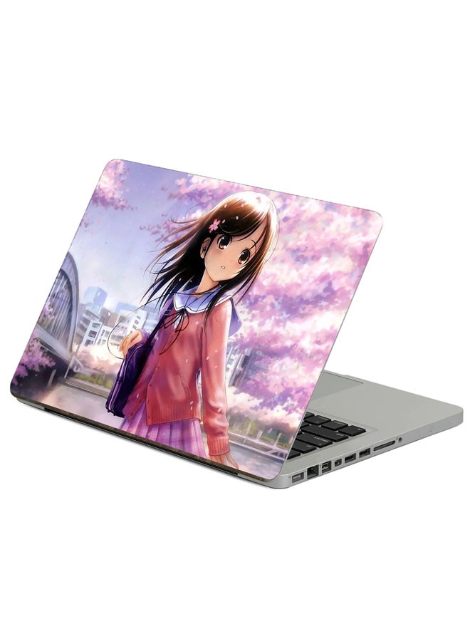 Fast Print Girl Brunette Printed Laptop Sticker Multicolor