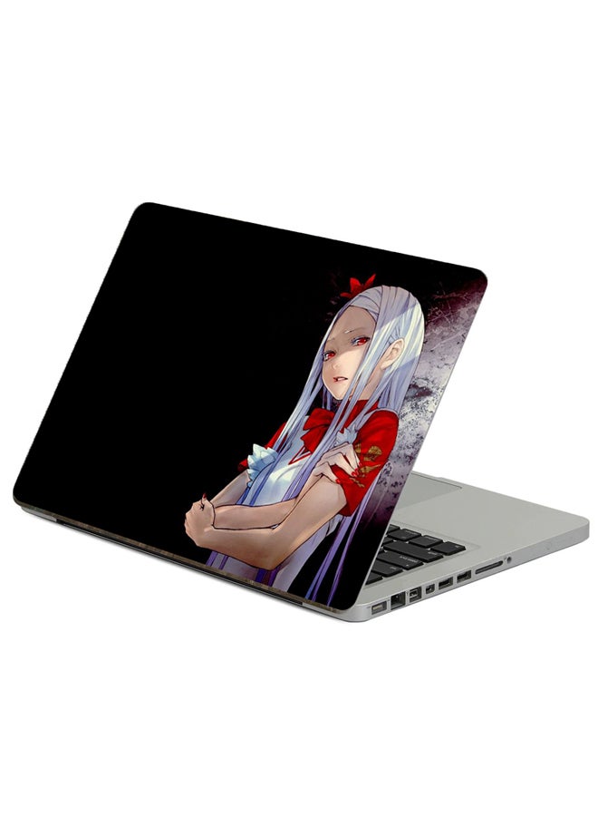Fast Print Anime Girl Printed Laptop Sticker Multicolor