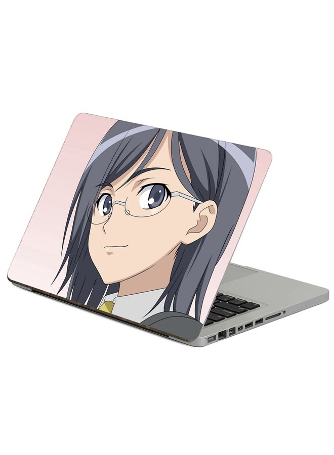 Fast Print Anime Girl Printed Laptop Sticker Multicolor