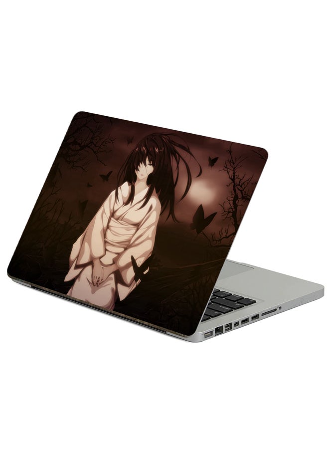 Fast Print Girl Brunette Printed Laptop Sticker Multicolor