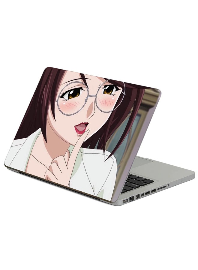 Fast Print Anime Girl Printed Laptop Sticker Multicolor