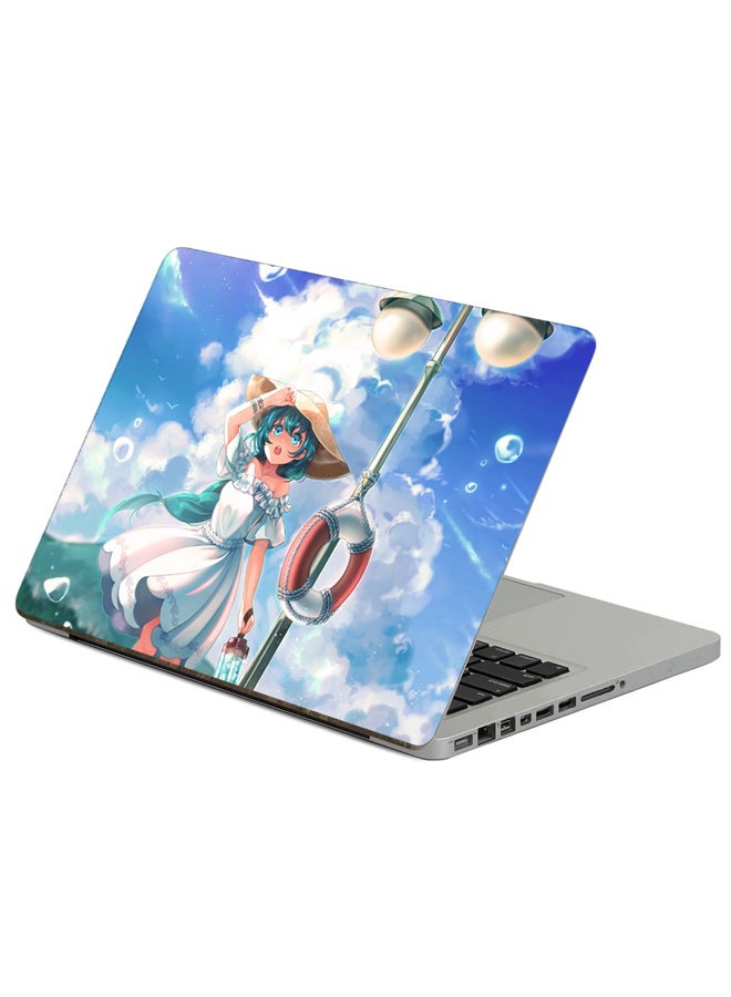 Fast Print Girl Anime Printed Laptop Sticker Multicolor