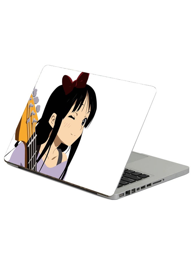 Fast Print Girl Brunette Printed Laptop Sticker Multicolor