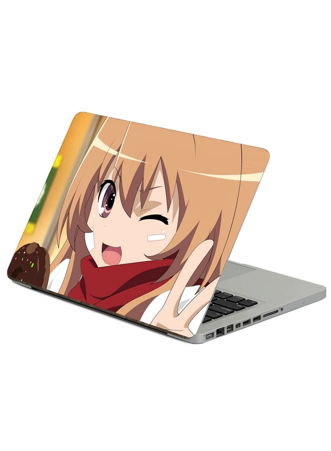 Fast Print Girl Anime Printed Laptop Sticker Multicolor
