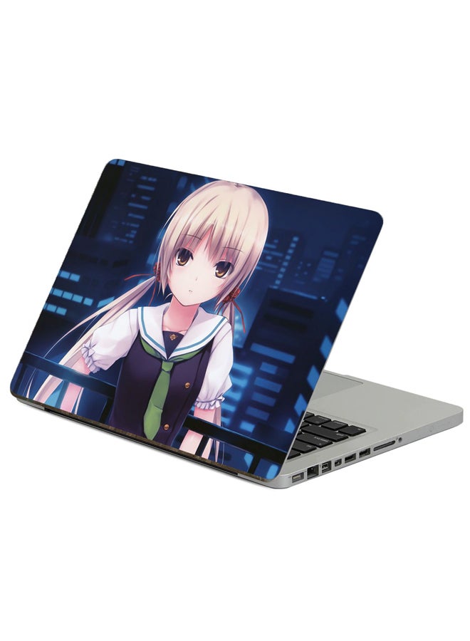 Fast Print Girl Blonde Printed Laptop Sticker Multicolor