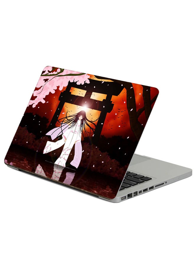 Fast Print Girl Brunette Printed Laptop Sticker Multicolor