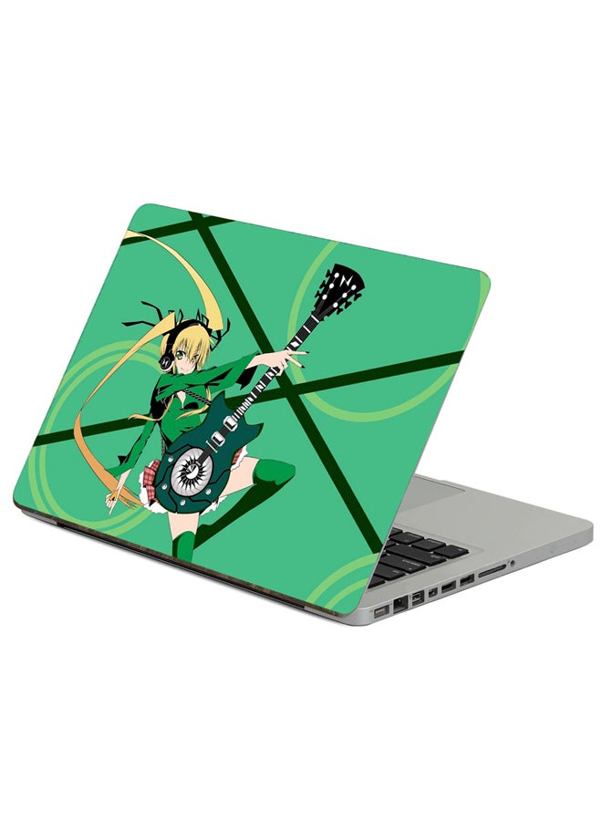 Fast Print Anime Girl Printed Laptop Sticker Multicolor