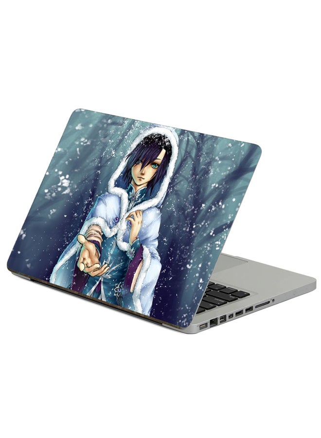 Fast Print Girl Brunette Printed Laptop Sticker Multicolor