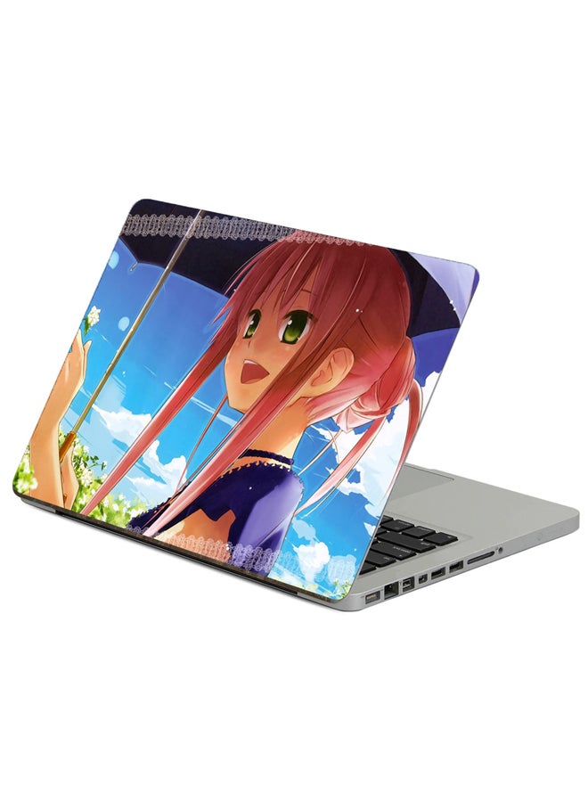 Fast Print Girl Happiness Printed Laptop Sticker Multicolor