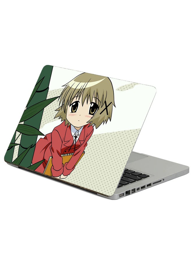 Fast Print Anime Girl Printed Laptop Sticker Multicolor