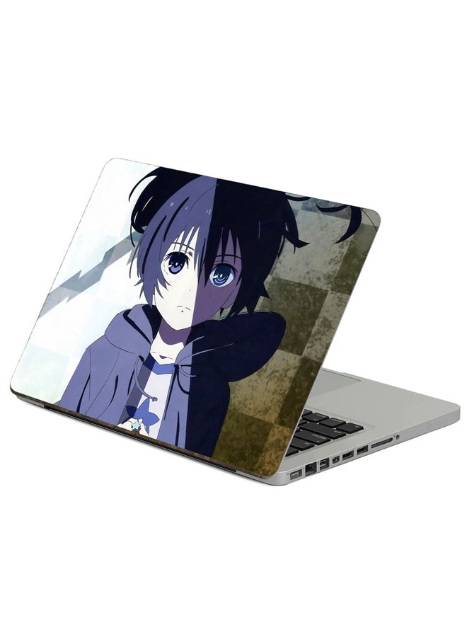 Fast Print Girl Brunette Printed Laptop Sticker Multicolor