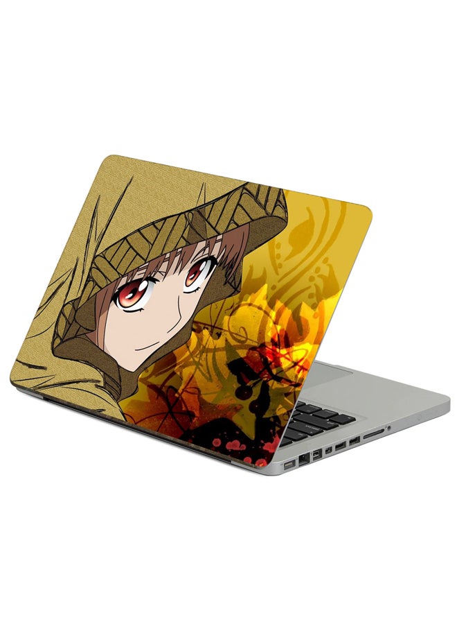 Fast Print Anime Girl Printed Laptop Sticker Multicolor