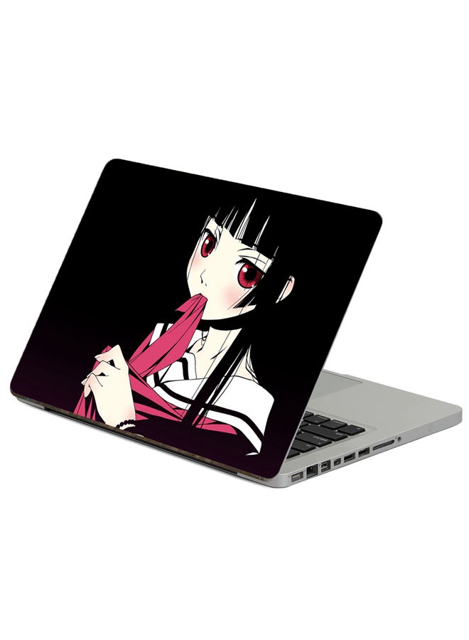 Fast Print Girl Brunette Printed Laptop Sticker Multicolor