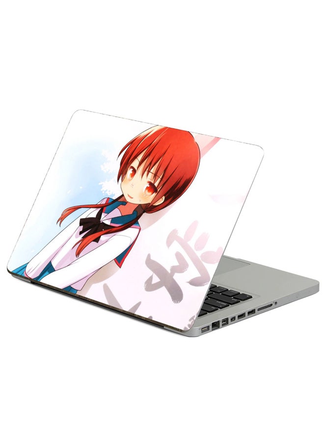 Fast Print Anime Girl Printed Laptop Sticker Multicolor