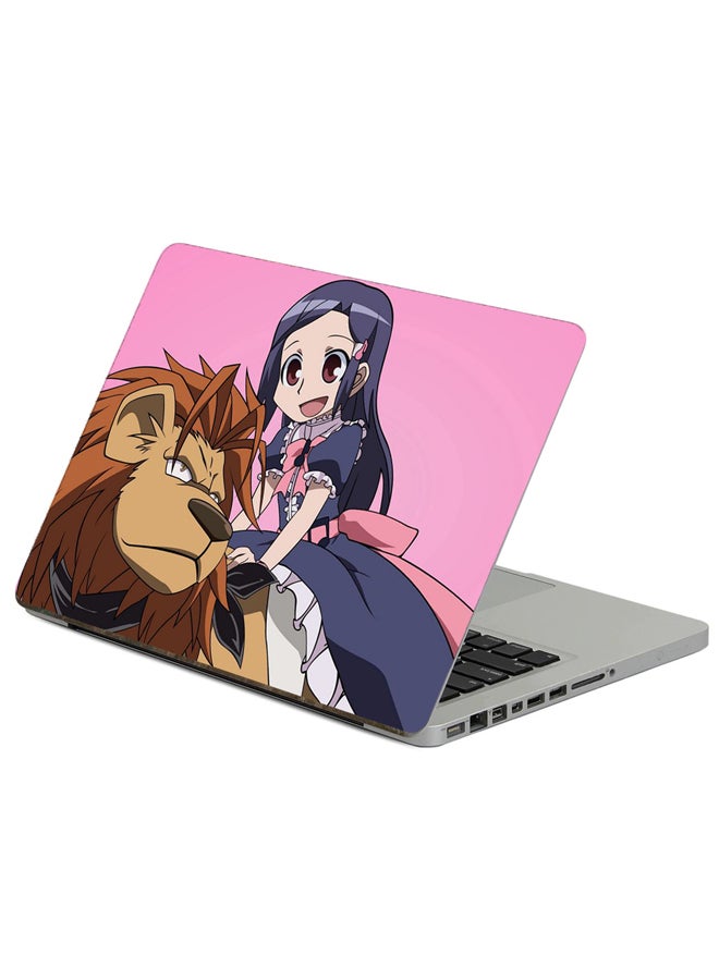 Fast Print Anime Girl Printed Laptop Sticker Multicolor