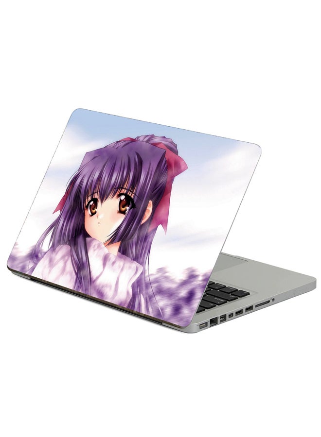 Fast Print Anime Girl Printed Laptop Sticker Multicolor